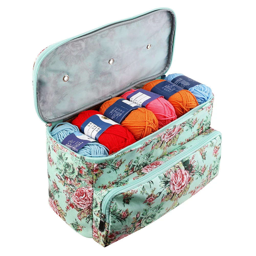 Gestrickte Woll-Häkelnadel-Aufbewahrungstasche aus Oxford-Stoff, Garnhalter-Organizer für Nähwerkzeuge