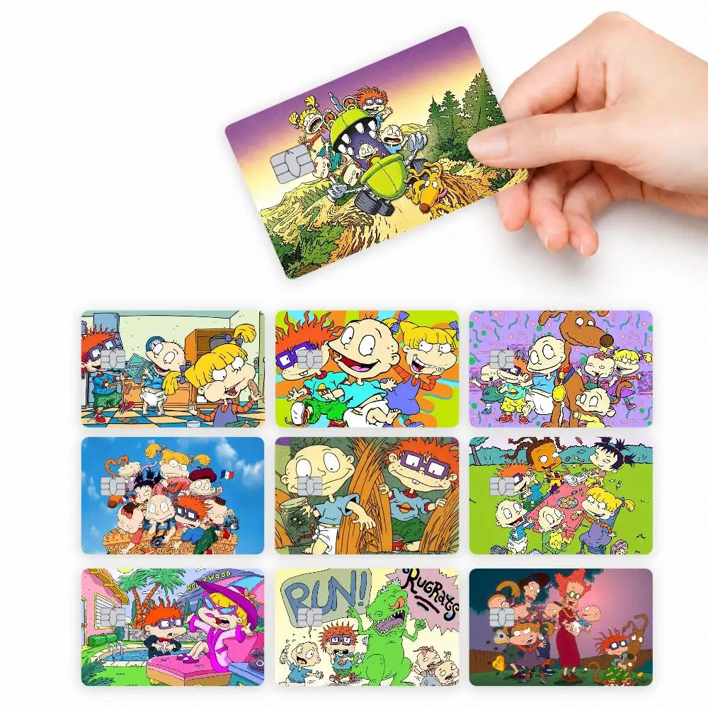 R-Rugrats Creative  4pcs Credit Card Skin Stickers Suitable for Bank  Transit Pass Decorative Cover