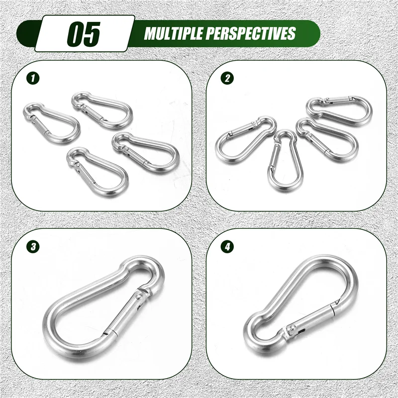 A97G 4Pcs M6 Spring Snap Hooks Heavy Duty Stainless Steel 304 Swing Set Accessories Fit For Gym,Camping,Traveling