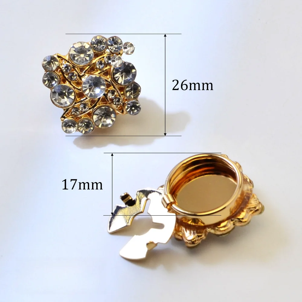 Elegant Hardcover Square Petal Shirt Button Feel Free To Match with Rhinestone Cufflinks Shirts Skirts Decorative Accessories
