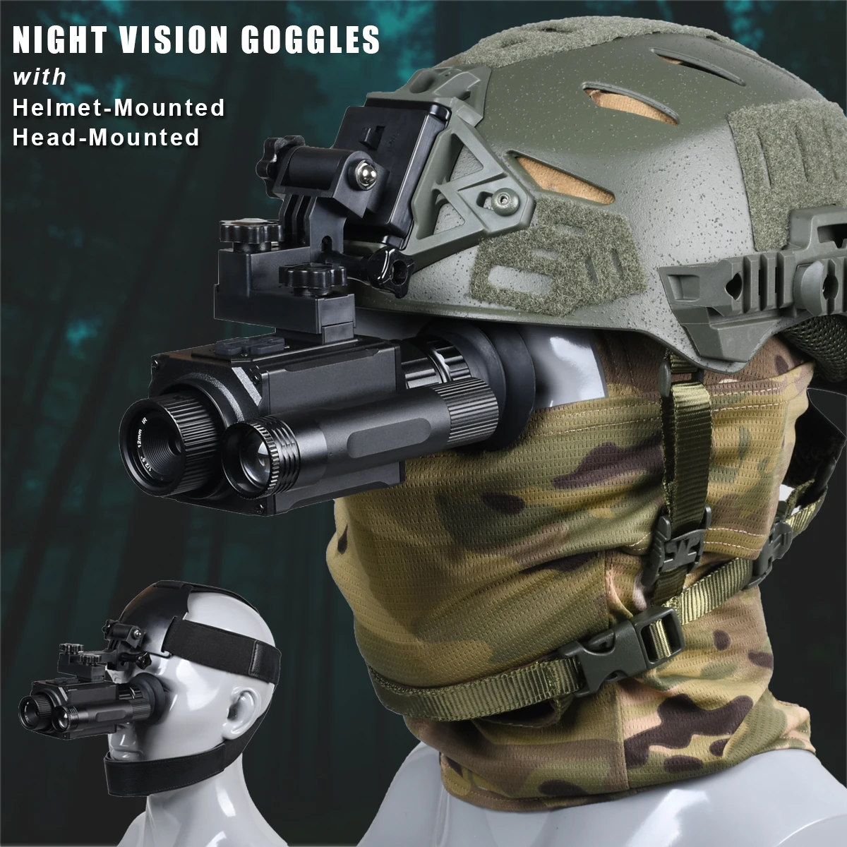 

NK006 Night Vision Monocular with Head-Mounted and Helmet-Mounted Digital 5X Zoom Infrared Night Vision Goggles Hunting Camping