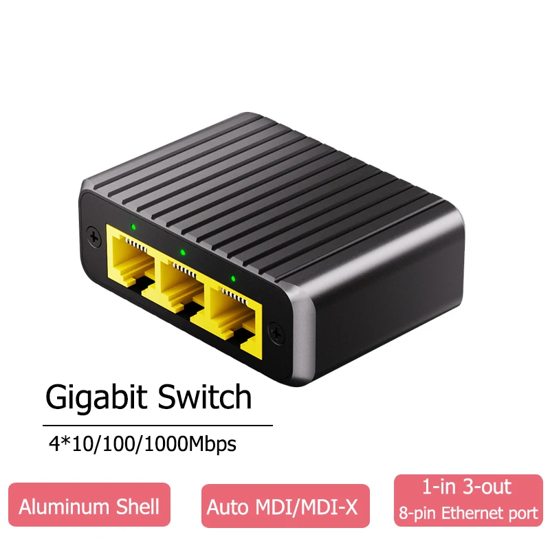 محول إيثرنت 1000 ميجابت في الثانية توسيع الشبكة 4 منافذ 1in 3out جيجابت التبديل لجهاز التوجيه Lan Hub كامل/نصف دوبلكس التوصيل والتشغيل