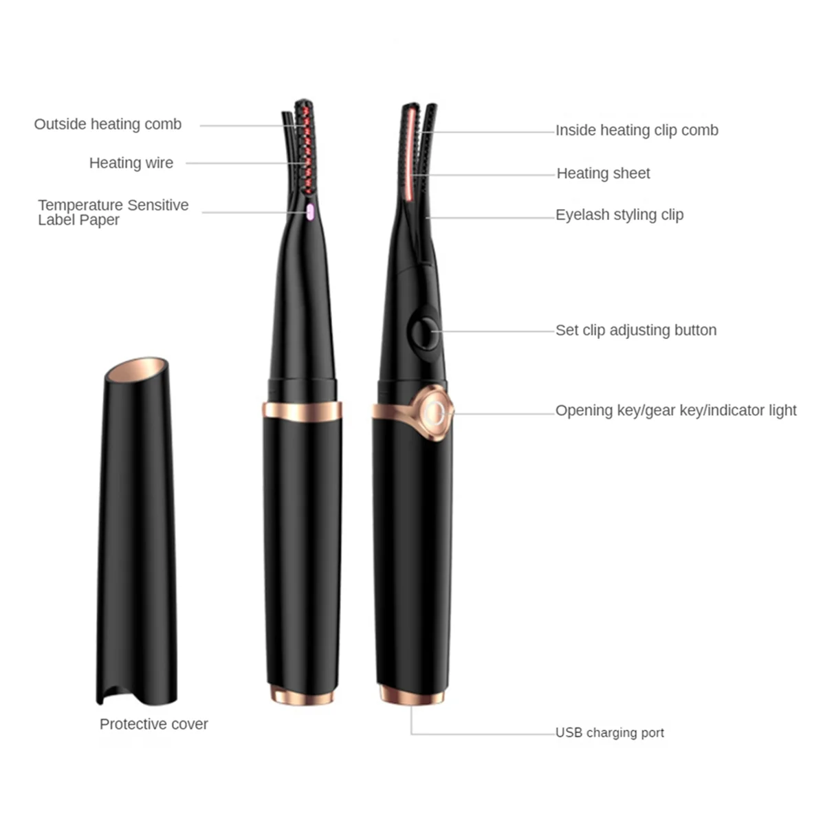 Recourbe-cils chauffant électrique, Mini USB, maquillage, outil Portable