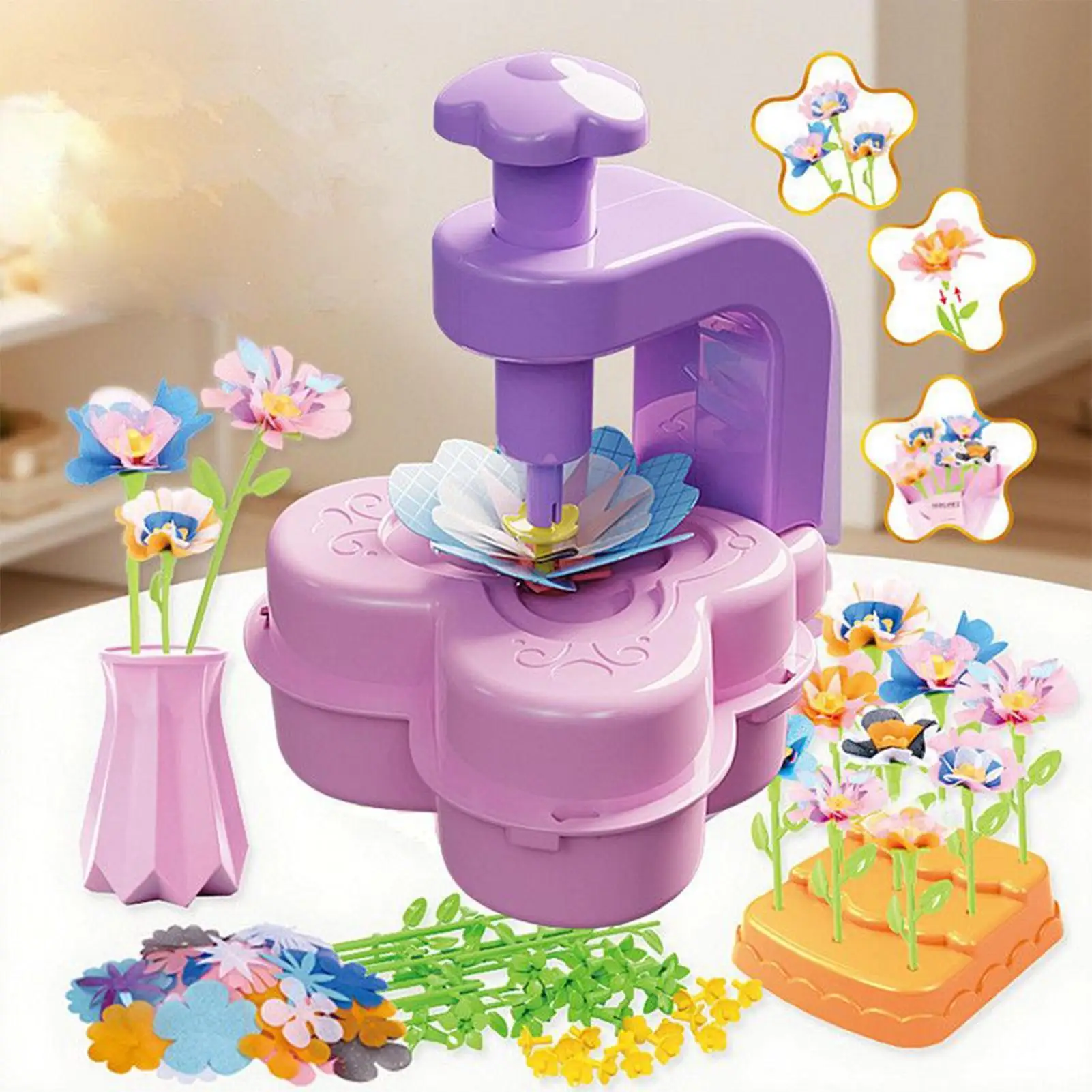 Fabric Flower Bouquet Toy Kit Girls Fabric Flower Craft Toy Beginners Over 3 Years Old Floral Bouquet Making Game For Home