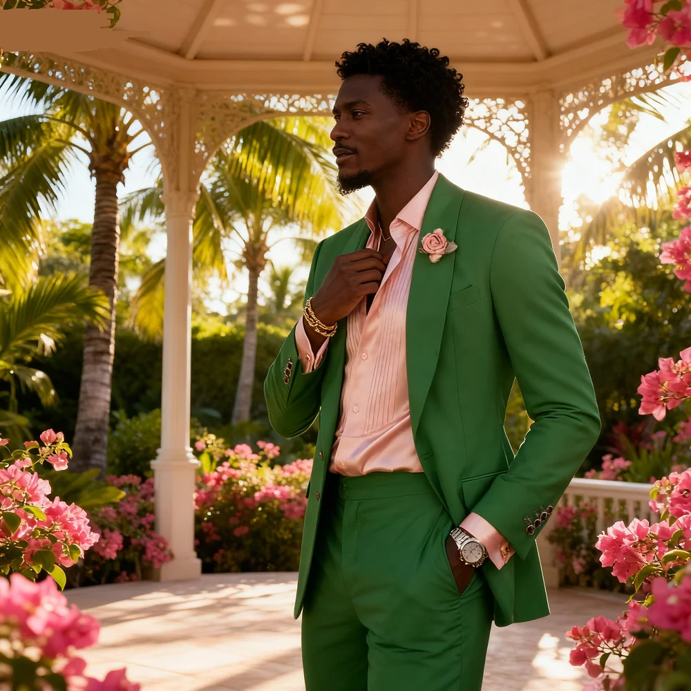 

Men's 2-Piece Tuxedo Slim Fit Moda Masculina Wedding Smoking Blazer Jacket And Pants Traje Homme Mariage Fitted Formal Wear