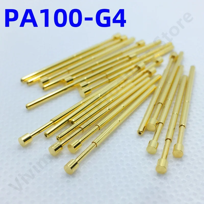 100PCS PA100-G4 Spring Test Probe PA100-G Test Pin P100-G P100-G4 Test Tool 33.35mm 1.36mm Needle Gold Tip Dia 2.0mm Pogo Pin