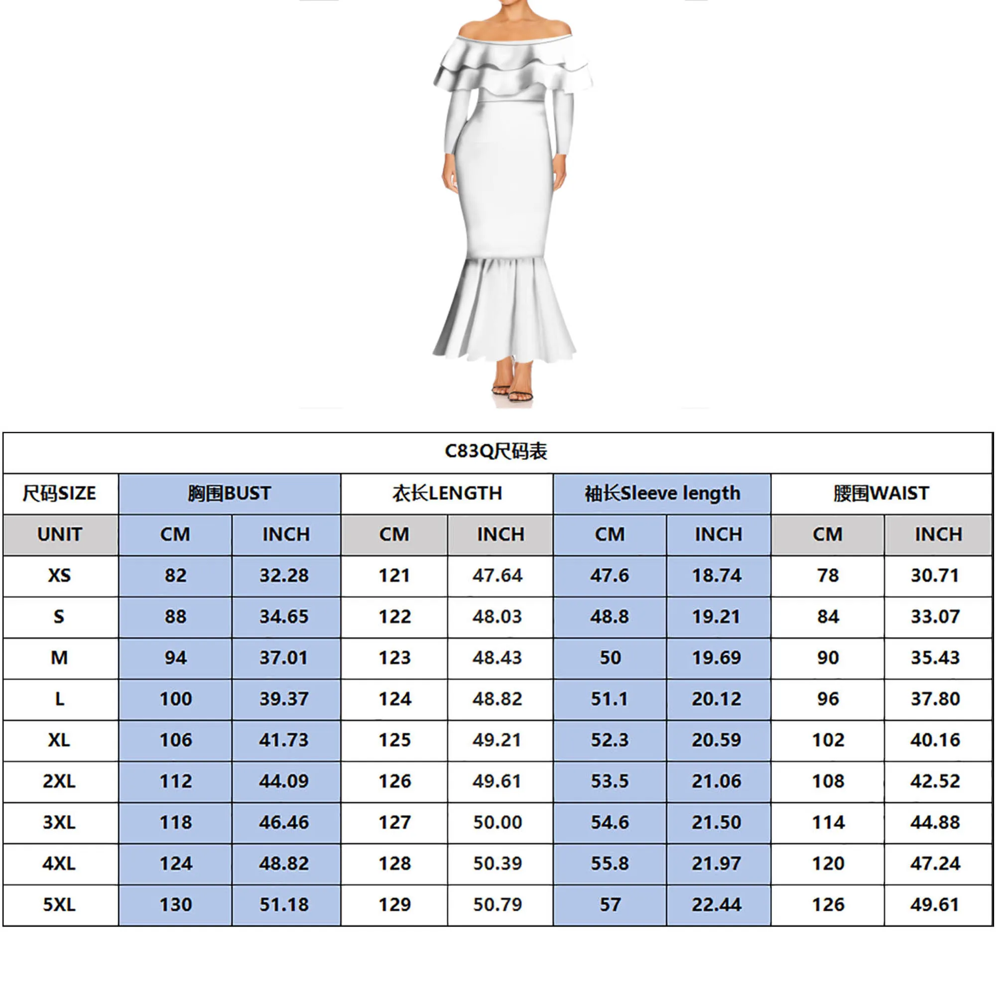 Verão bandana um pescoço de manga comprida dupla camada babados feminino emagrecimento fishtail vestido havaiano vestido personalizado padrão