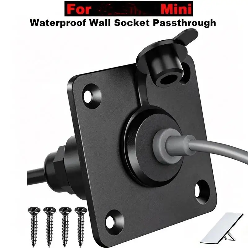 Waterproof Wall Socket Passthrough Weatherproof DC 5.5*2.1 Female Power Connector for Yard Automatic Irrigation System Power Su