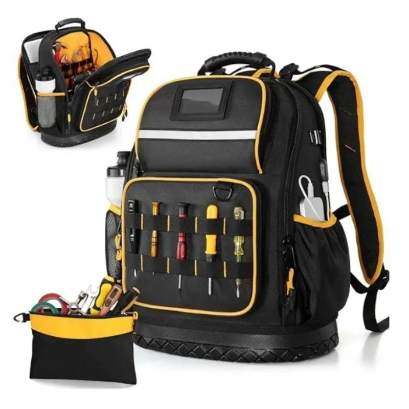 Electrician Tool Backpack Heavy Duty Waterproof Repair Bag Large Capacity Multi Pocket Hardware Tool for Maintenance Worker