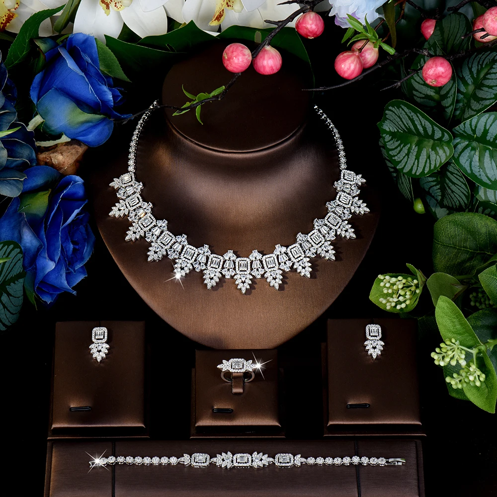 HIBRIDE Popular Vintage Jewelry Womens Dress Necklace Earrings Bracelet Set Suitable For Dubai Wedding Ball Event Gift S-976