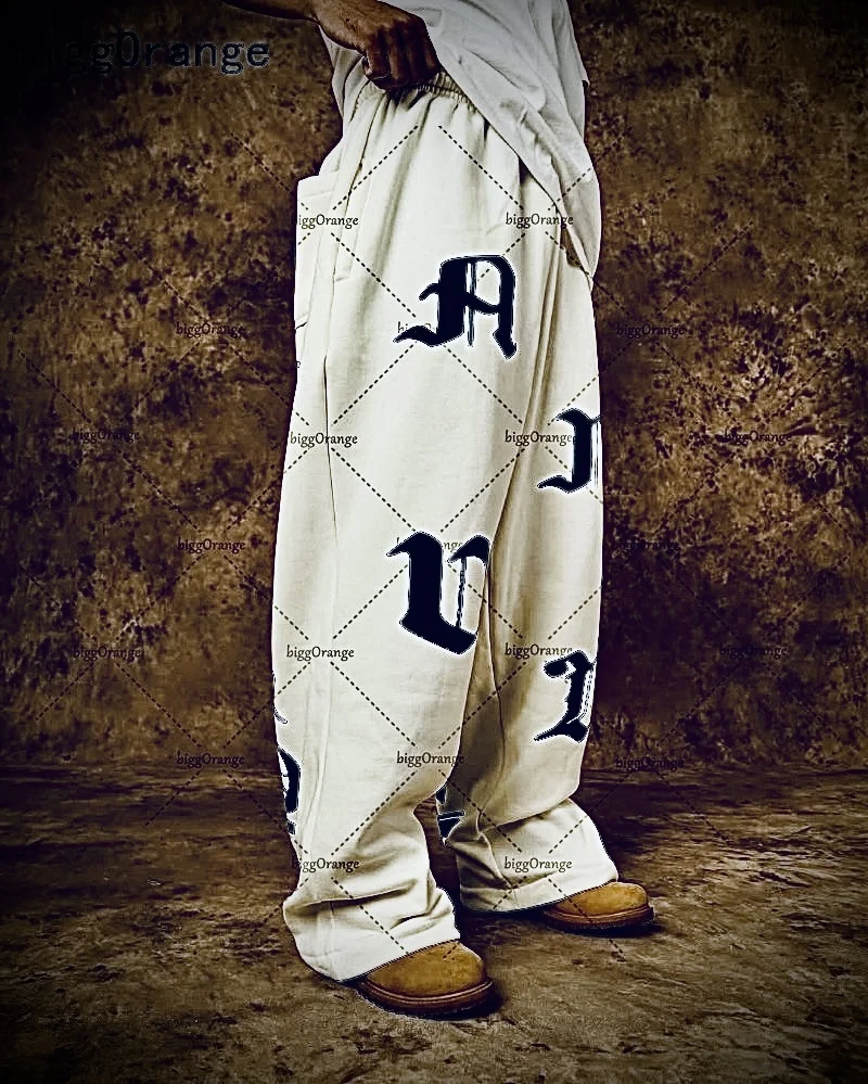 

Ретро уличные прямые брюки с буквенным принтом, женские трендовые брендовые модные повседневные свободные спортивные штаны в стиле Харадзюку, одежда для пар