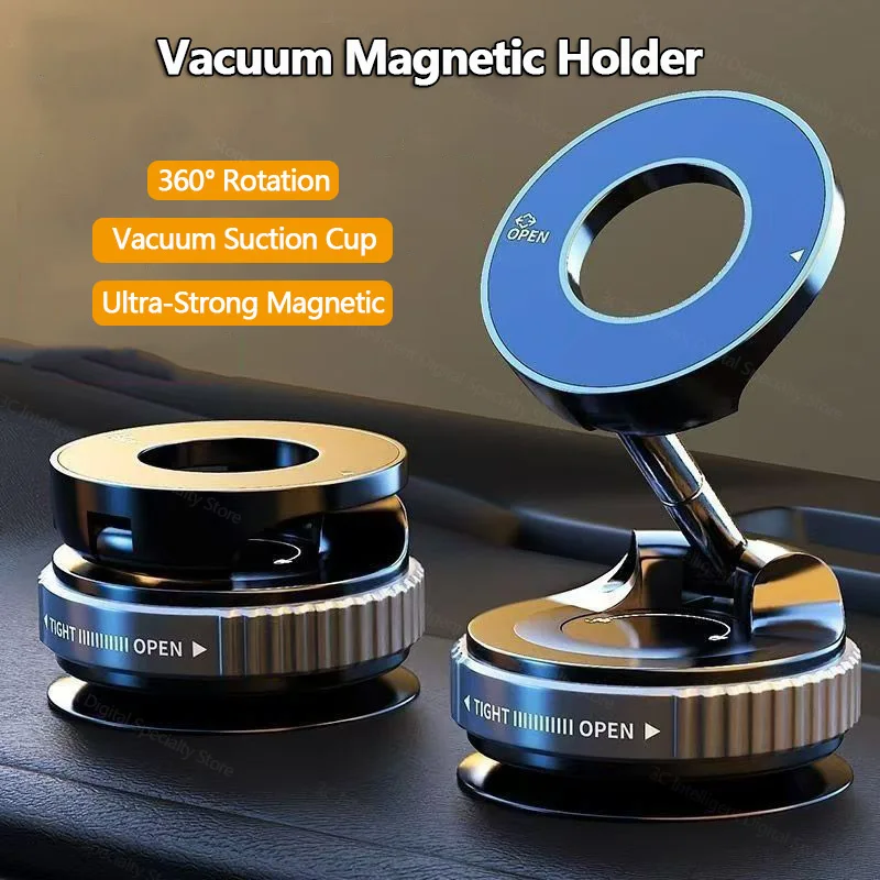 

Vacuum Suction Magnetic Car Phone Holder Adjustable Foldable Hollow out design 360° Rotatable Navigation Desktop Lazy Stand