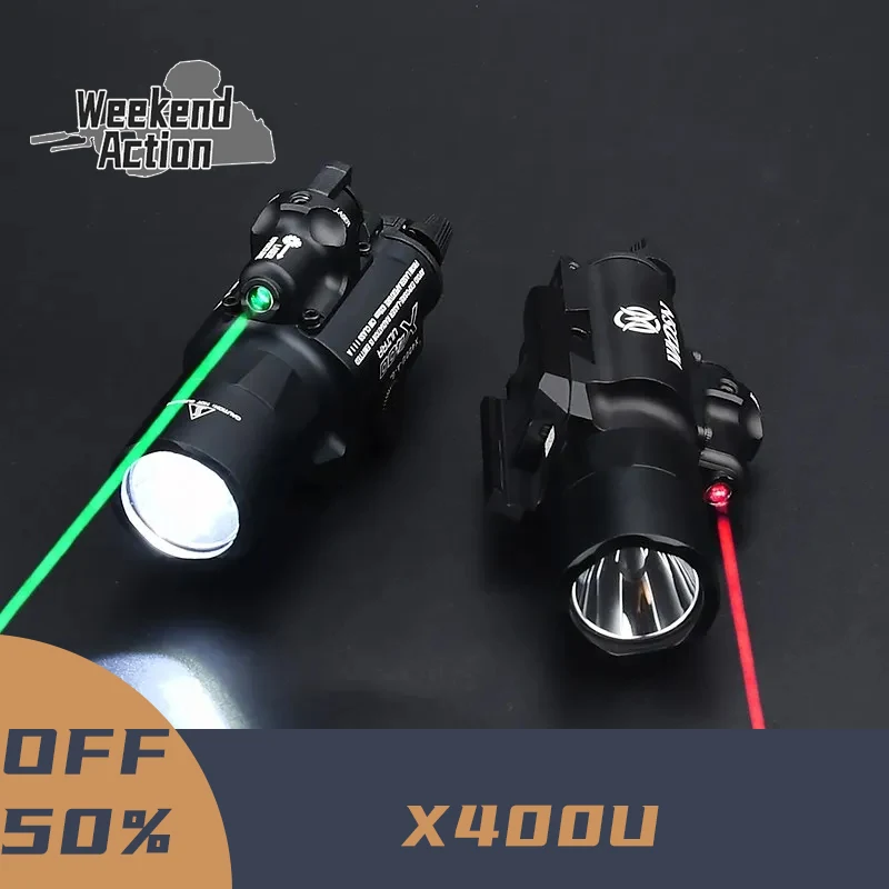 

WADSN X400 X400U Tactical Flashlight White Light 600 Lumens Red Green Laser Dot Sight For 20mm Rail Pistoil Airsoft Accessory