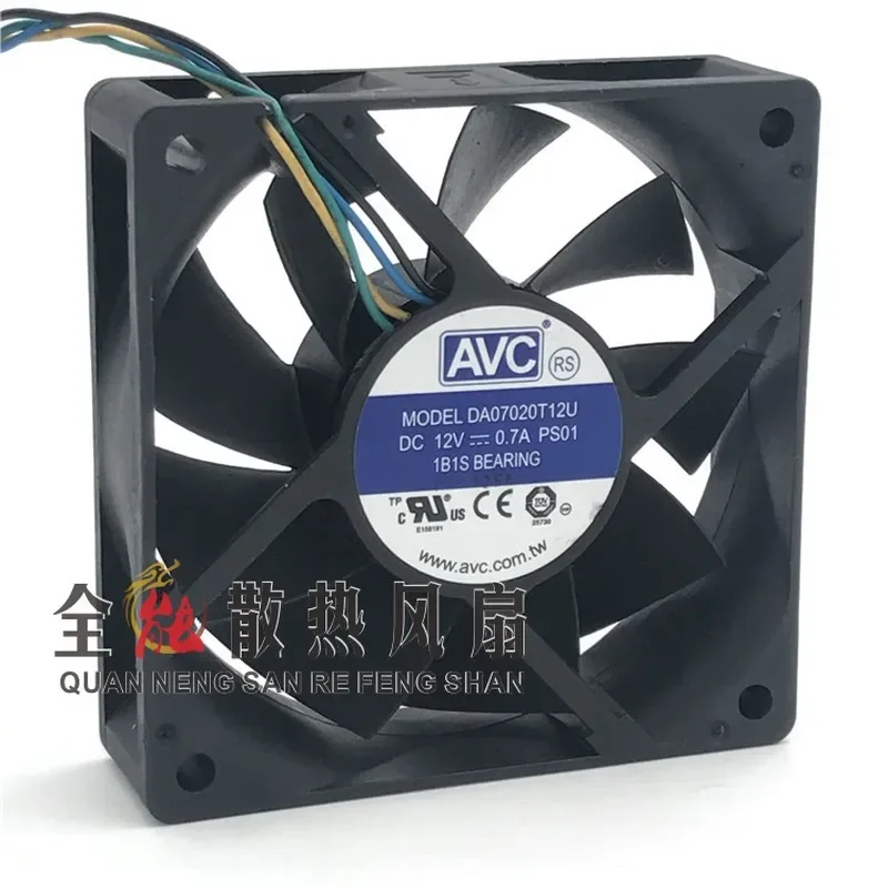 for AVC DA07020T12U 7020 12V 0.7A 7cm 4-Wire PWM Temperature Control High Airflow CPU Chassis Cooling Fan