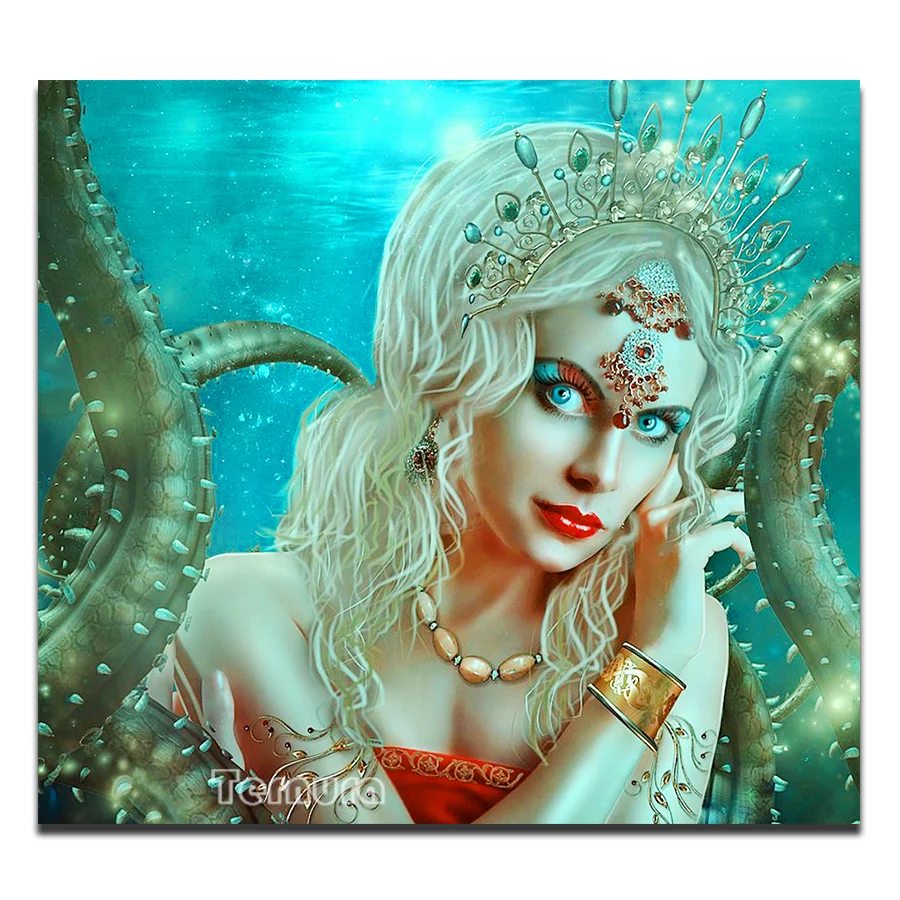 Full Square Drill 5D DIY Diamond Painting Undersea fantasy octopus woman 3D Embroidery beaded Cross Stitch Mosaic Decoration