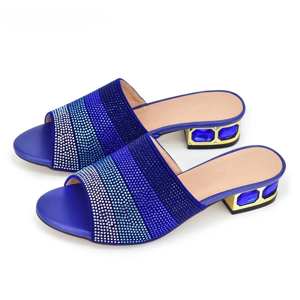 Luxury Rhinestone Crystal Pumps Elegant Women Shoes 2025 Fashion Slippers Sandals Party Low Heels Fashion Shoes Zapatos De Mujer