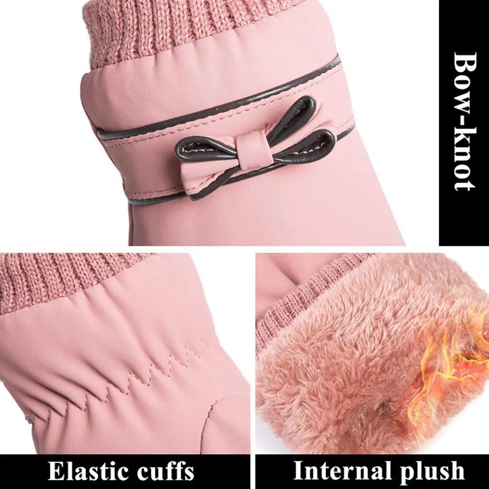 Fashion Female Gloves Winter Windproof Waterproof Internal Plush Warm Mittens Lady Touch Screen Skin-friendly Soft Women Gloves