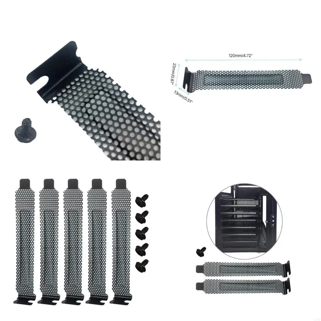 

896F PCI Cover 5pcs Black PCI Crack Kracket Covers Plots Plots Filter Dust Filter