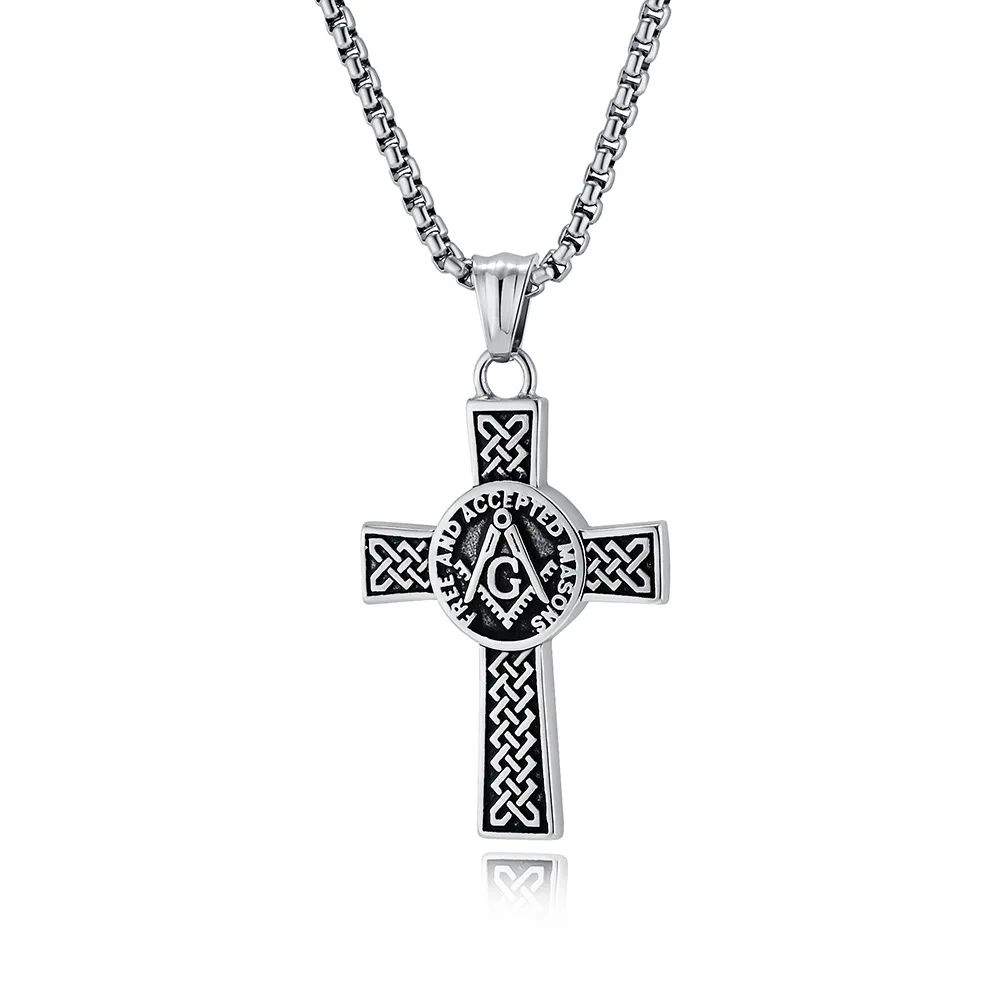 New Masonic Celtic Knot Cross Pendant Neckalce Stainless Steel Pendent Neckalce for Men