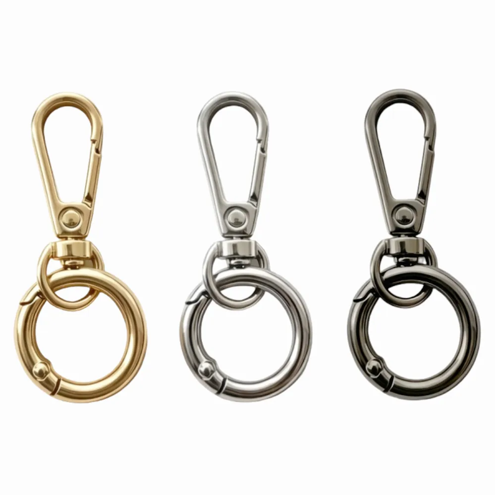 2-10 pcs Swivel Clasp Clip, Metal Swivel Snap Hooks, Double Opening Key Chain Clip with Key Ring for DIY Crafts Lanyard Making