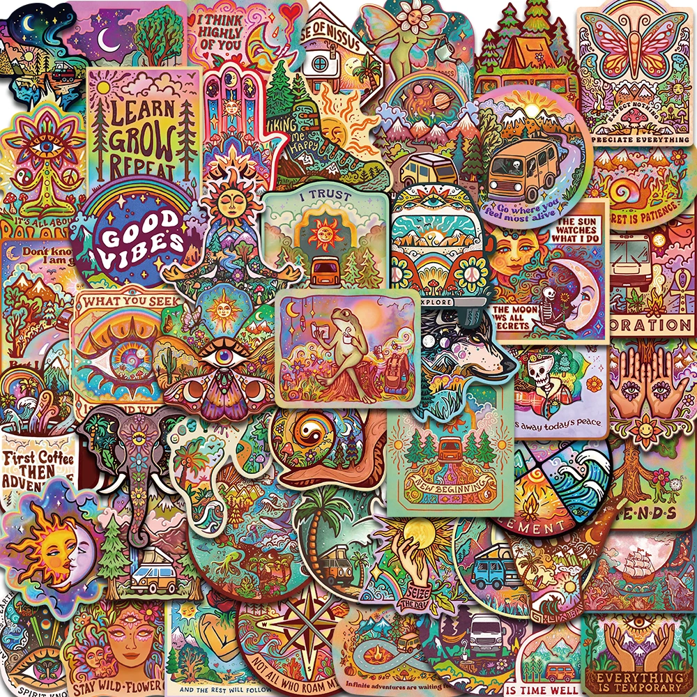 

50pcs Fun Camping Cartoon Stickers Graffiti Notebook Waterproof Decal Skateboard Diy Suitcase For Waterproof Sticker Gift