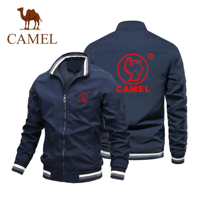 CAMEL brand printed jacket, fashionable men's casual collar jacket, inner pocket, spring and autumn baseball jacket M-4XL
