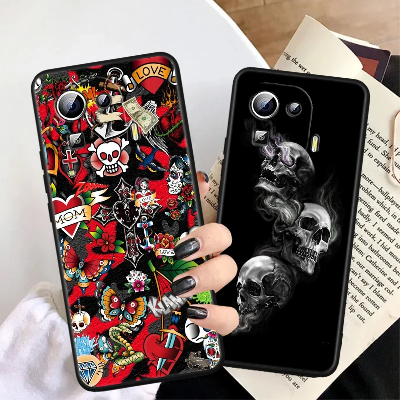 Retro Skull Butterfly Luxury For Xiaomi Mi 14 13T 13 12T 12 11T 11i 11 10T 10 Pro Lite Ultra 5G Black Cover Phone Case