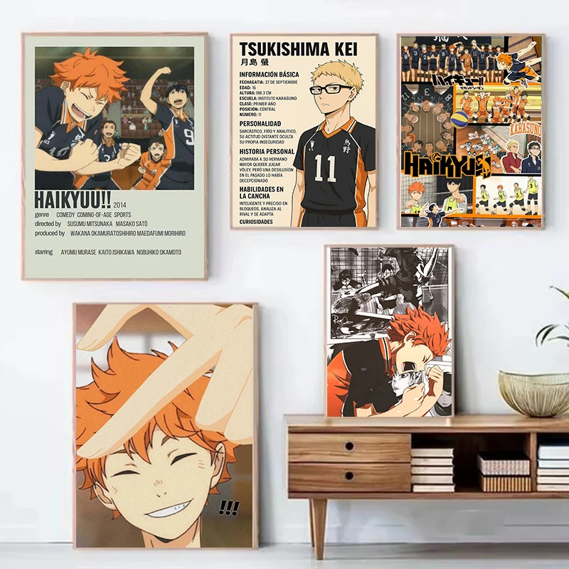 Haikyuu Anime Volleyball poster art HD canvas advanced aesthetic Printing Paper Wall Art for Living