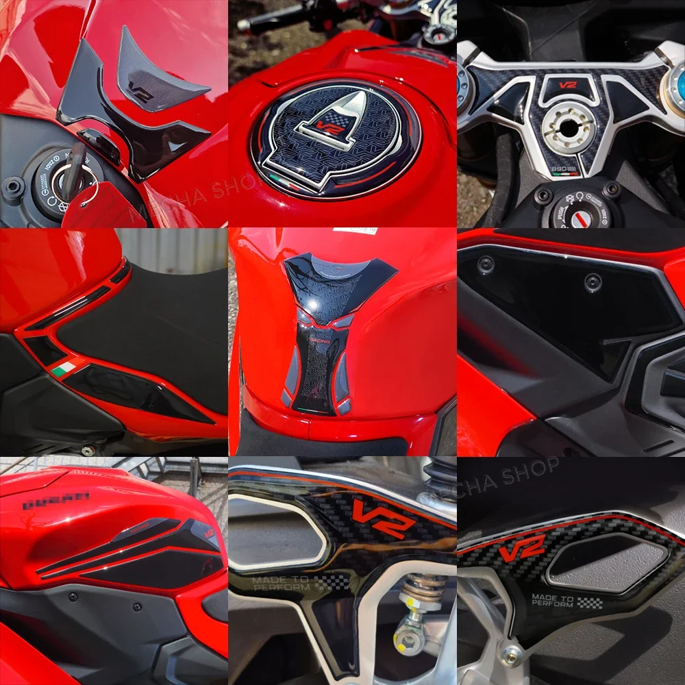 Panigale V2 2025 오토바이 액세서리 연료 탱크 보호 3D 스티커 키트