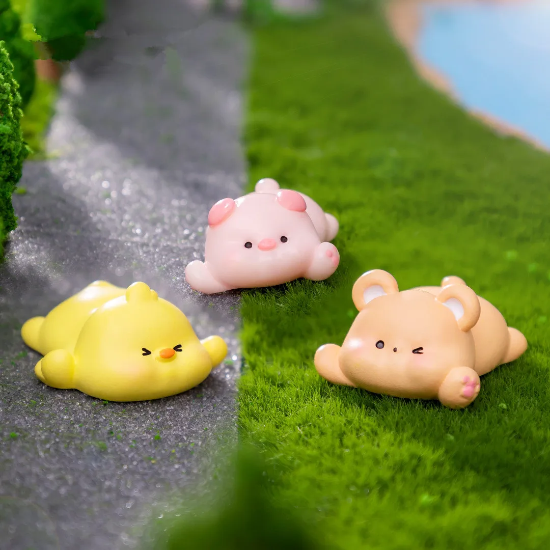 Figurines Miniatures Cute Pig Duck Cat Bear Animals Micro Landscape Ornaments For Home Decorations Room Decor Desk Accessories