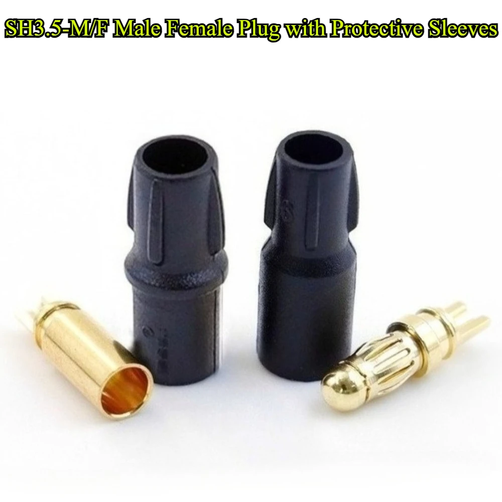5/10/20 ชิ้น หัวเสียบ SH3.5-M/F ตัวผู้ ตัวเมีย ขนาด 3.5 มม. ชุบทอง พร้อมปลอกป้องกัน สำหรับมอเตอร์ RC โดรน รถยนต์ เรือ