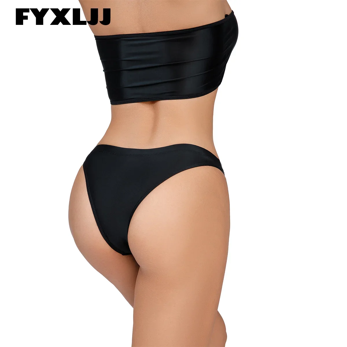 FYXLJJ 1/5pc Solid Sexy Oil Shinny Bikini Set Women Swimming Suit Biquini 2Piece Swimwear High Rise Brazilian Swimsuit Beachwear