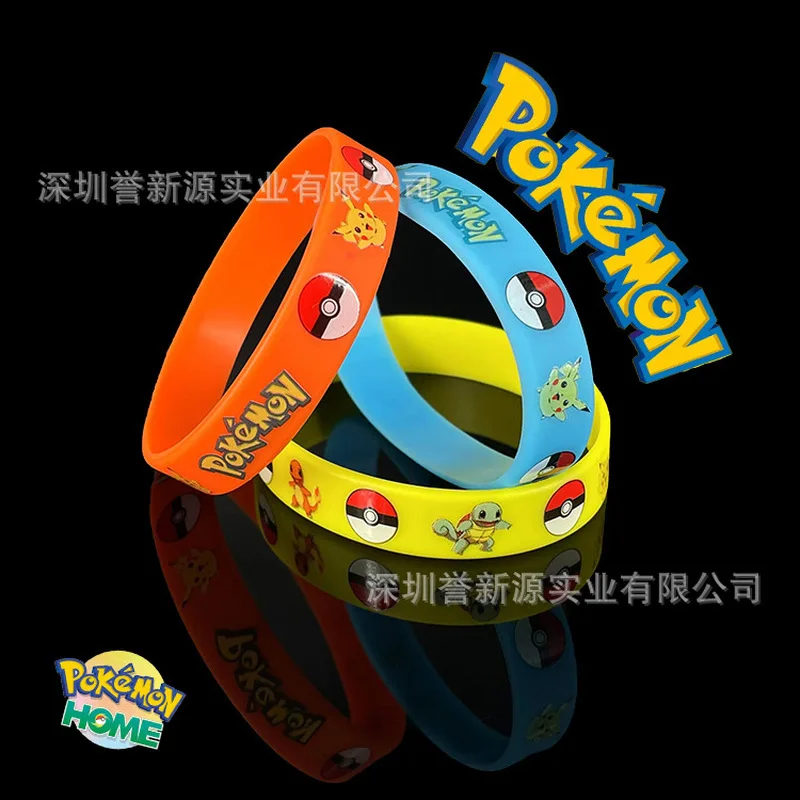 Pok é Mon Pikachu Silicone Wristband Peripheral Color Printed Luminous Pocket Monster Dreamy Wristband Accessory