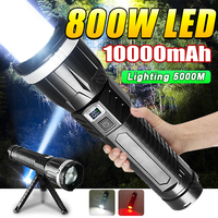 NEW 800W Most Powerful LED Flashlight Rechargeable Flashlight Long Range 5000M Tactical Torch High Power Fishing Camping Lantern