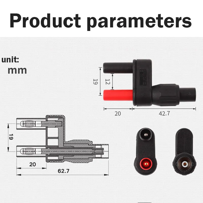 Hohe Qualität Instrument Zubehör Dual Banana Stecker Auf Weibliche BNC Adapter Verwendet Für Oszilloskop Strom Klemme Umwandlung Kopf – Detail 3