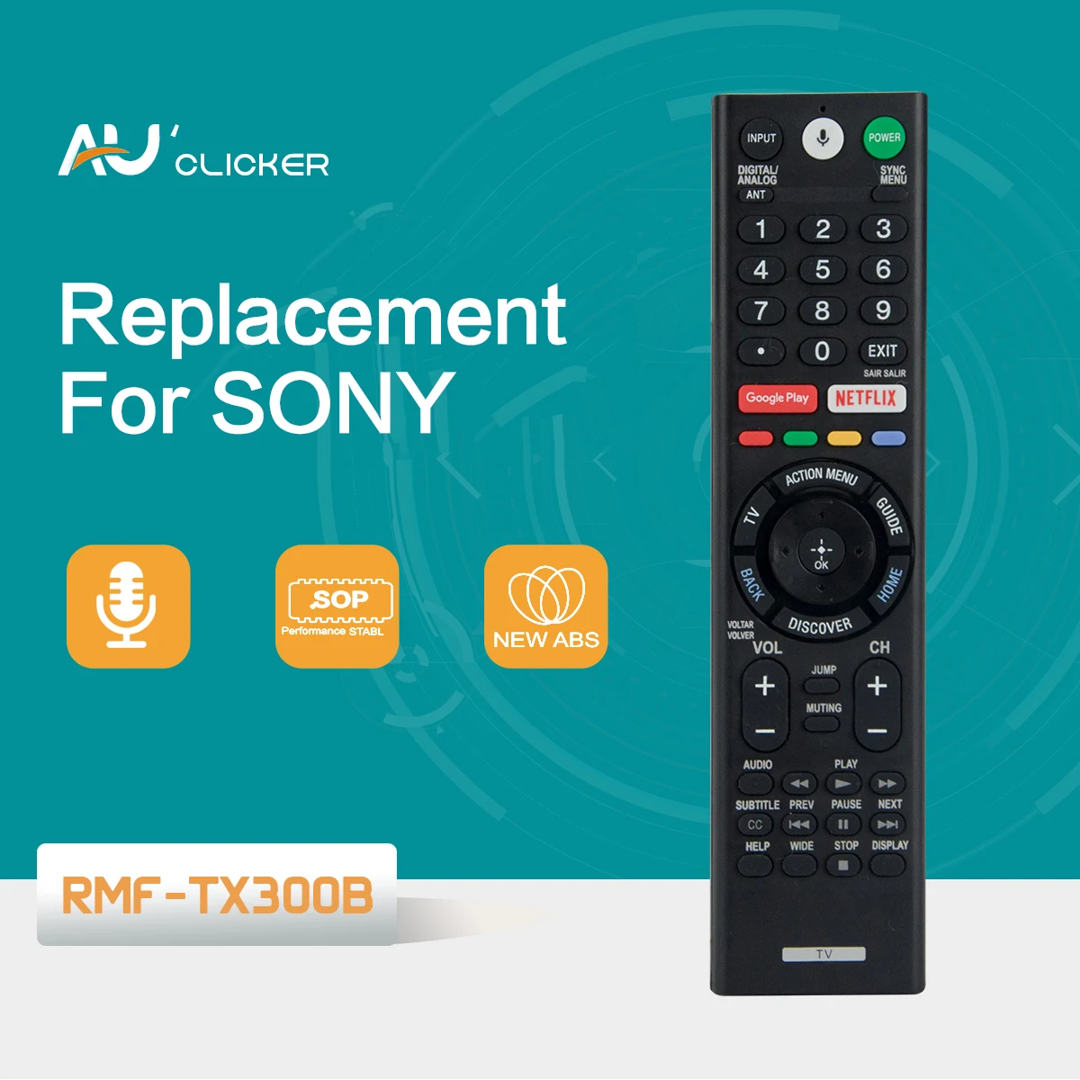 RMF-TX300B Voice Remote Control Replacement For Sony Smart LED HDTV TV Wireless Remoto