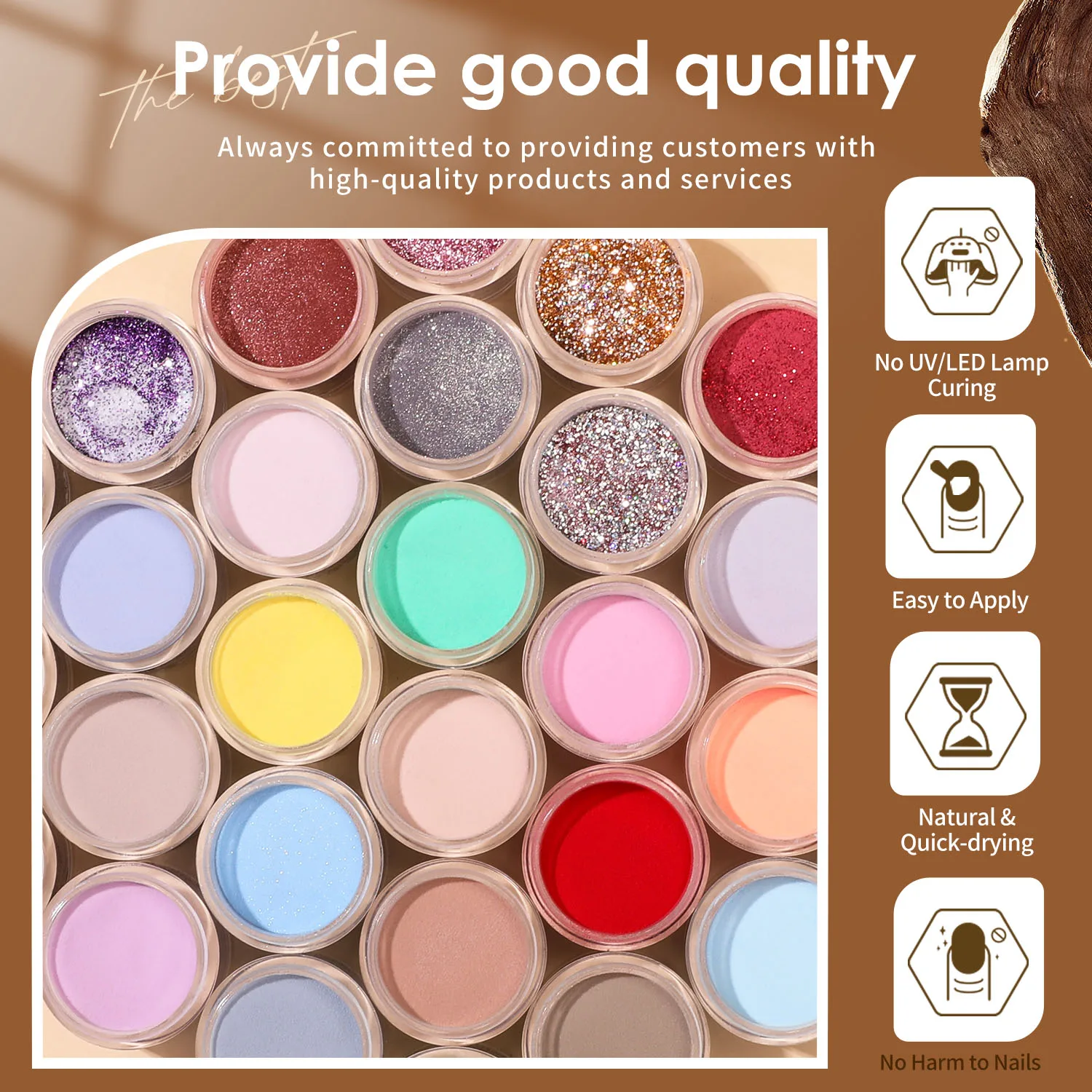 Conjunto de pó acrílico para unhas de 36 cores, escultura de extensão francesa, sem necessidade de cura leve, ideal para iniciantes e salões, presente exclusivo