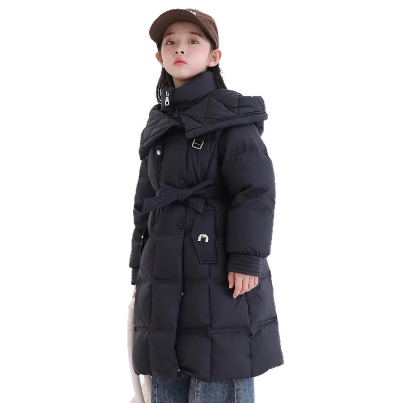 

OLEKID 2025 зимний пуховик для девочек с капюшоном, теплый пуховик для девочек-подростков 5-12 лет, детская парка для девочек, детская верхняя одежда, пальто