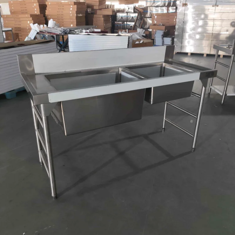 custom.Cosink Stainless Steel 201/304 Square Double Bowl Commercial Kitchen Workbench Custom Made Industrial Modern Easy Clean S