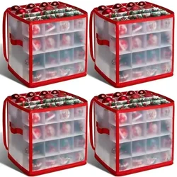 64 Grids Translucent Christmas Balls Storage Box PP Christmas Ornaments Storage Container Xmas Holiday Decorations Organizer
