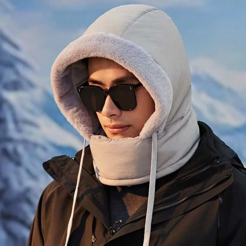 Portable Integrated 3-in-1 Winter Cycling Hat Windproof Cold Resistant Warm Scarf Face Mask Velvet Head Cover Lei Feng Hat Women