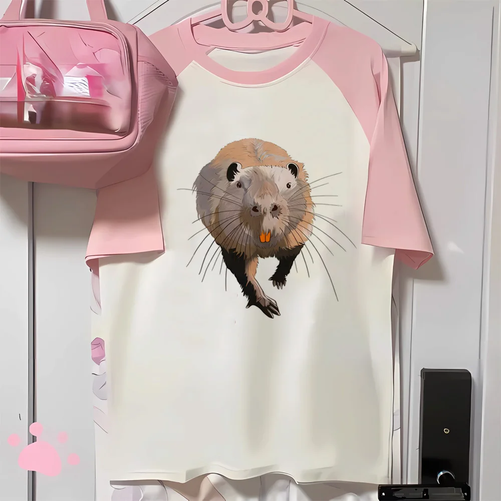 Nutria t shirt teen Pastel women Psychedelic Breathable Y2k shirt Classic Punk kawaii Trendy Digital