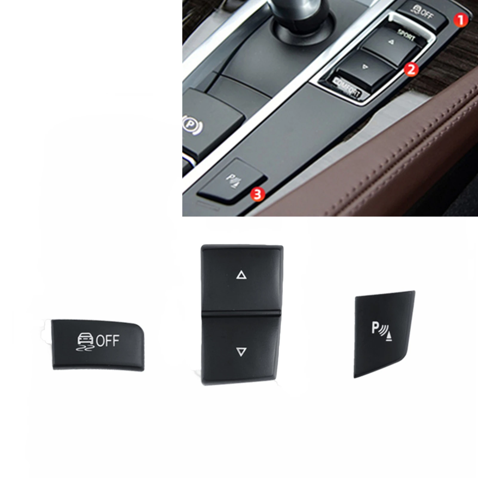 

For BMW 5 6 Series F10 F11 F18 F06 F12 F13 X3 F25 X4 F26 Car Interior Center Console Driving Mode Sport Switch P OFF Button Cap