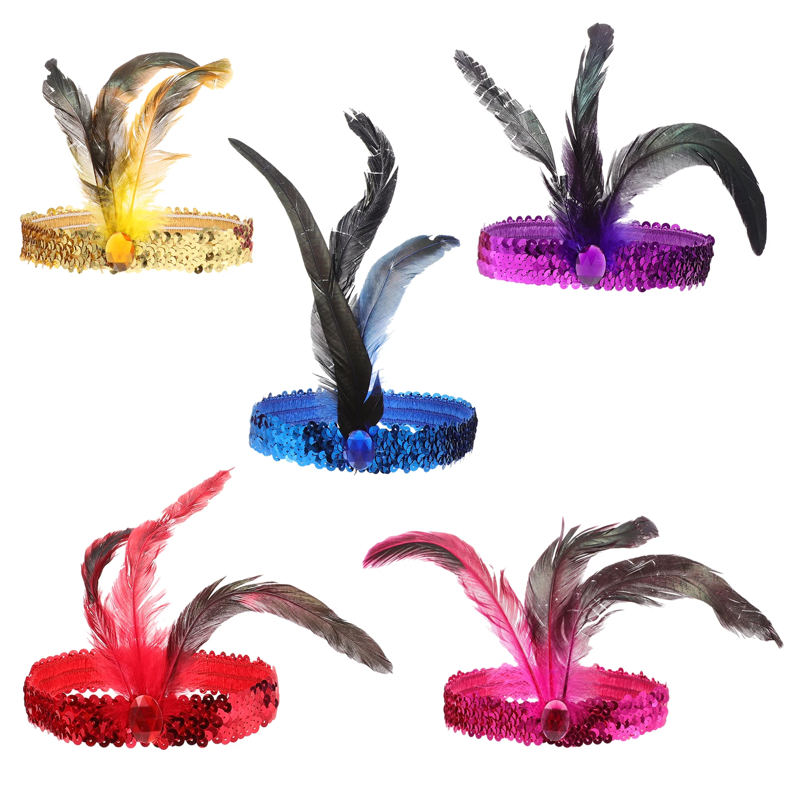 

5 Pcs Lightweight Vintage Vintage Flapper Headpiece Hair Accessories Flapper Dance Party Headwear Headpiece Dance Party Scarf