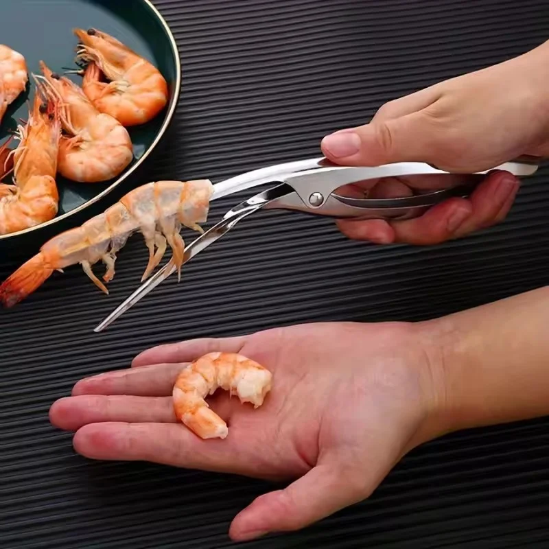

Stainless Steel Shrimp Deveined Device - Ergonomic Fishbone Design，Easy Shell Removal，Kitchen Seafood Preparation Gadget