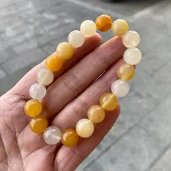 Natural Stone Aragonite  Beads Bracelet Women Yellow Topaz Jade Quartz Crystal Yoga Reiki Healing Stretch Bangles Female