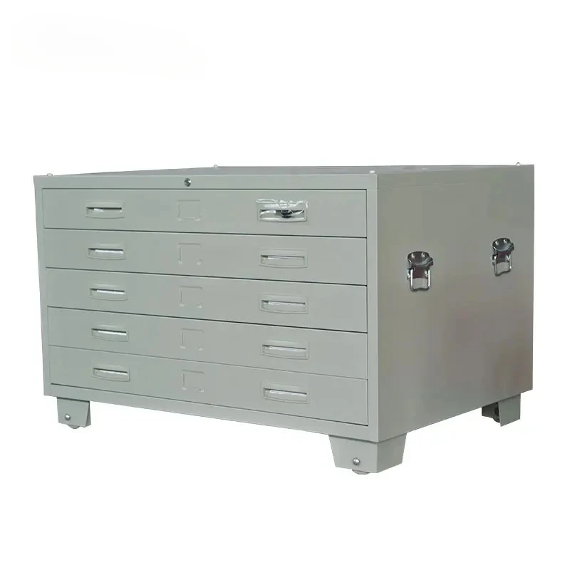 File Cabinet A0 or A1 Map Steel Office Furniture Filing Cabinet 5 Drawer Drawing Storage Flat Metal Cupboard Office Supplie