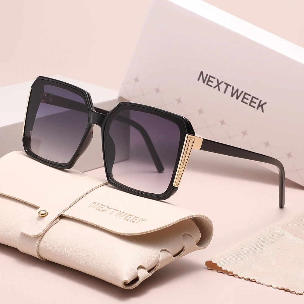 

NEXTWEEK модные солнцезащитные очки в квадратной оправе из сплава, модные очки высокого качества UV400 для мужчин и женщин, очки для вождения и отдыха