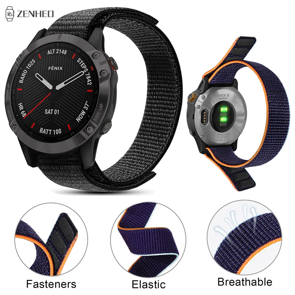 22mm 26mm Hook Loop Nylon Strap For Garmin Fenix 7 7X 6 6X Pro 5 5X Plus Watch Band For Garmin Enduro 3 Forerunner 935 945 955