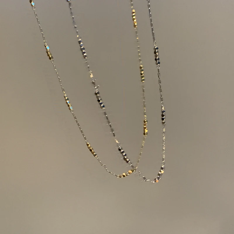 جديد S925 الفضة النقية اليدوية بسيطة مربع الخرز المختنق O-سلسلة الكورية قلادة شيك الذهبي مطلي موضة سحر غرامة مجوهرات